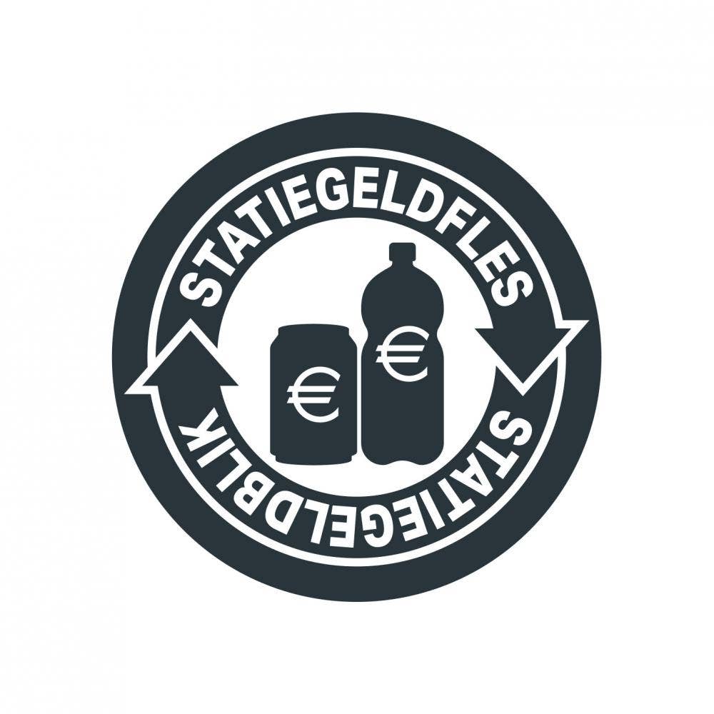 Ronde sticker statiegeldfles en blik