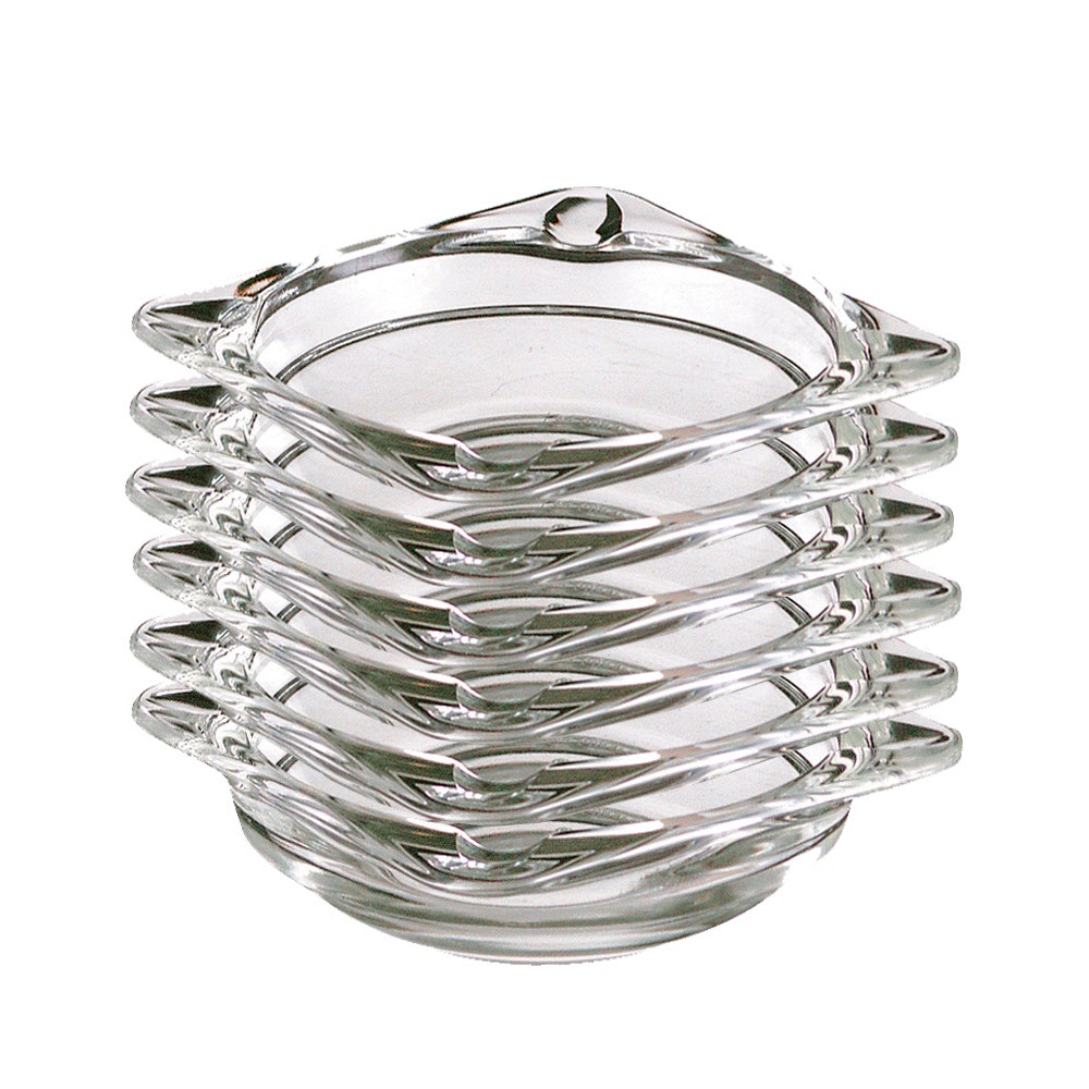 Glazen tafelasbak - Stapelbaar - Blister 6 stuks