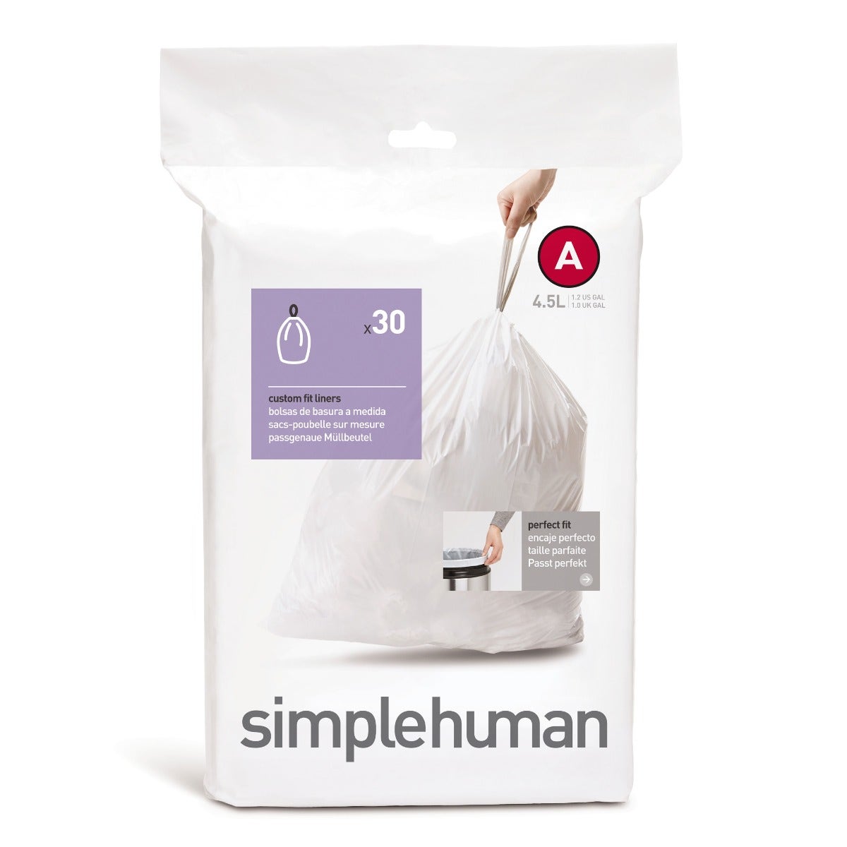Simplehuman afvalzakken code A 4,5 liter - 30 stuks