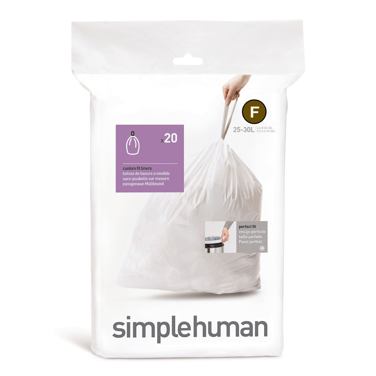 Simplehuman afvalzakken code F - 25-30 liter - 20 stuks