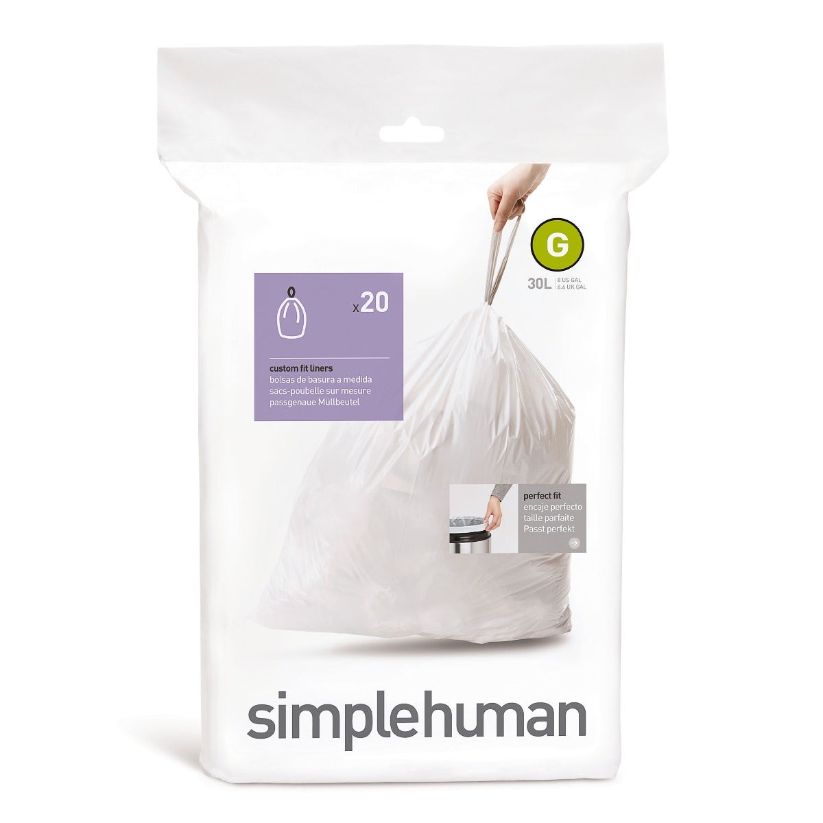 Simplehuman afvalzakken code G - 30 liter - 20 stuks