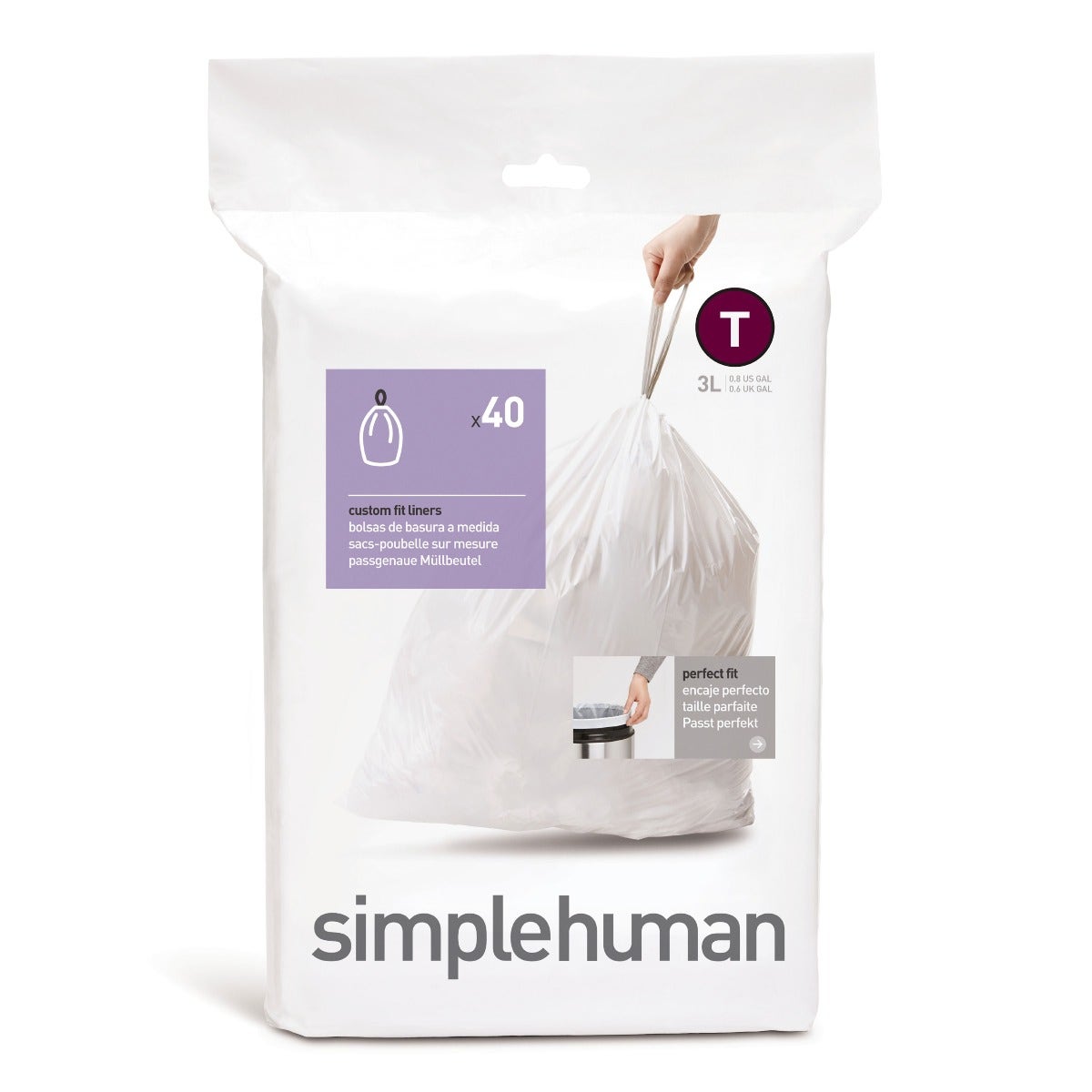 Simplehuman afvalzakken 3 liter code T - 40 stuks