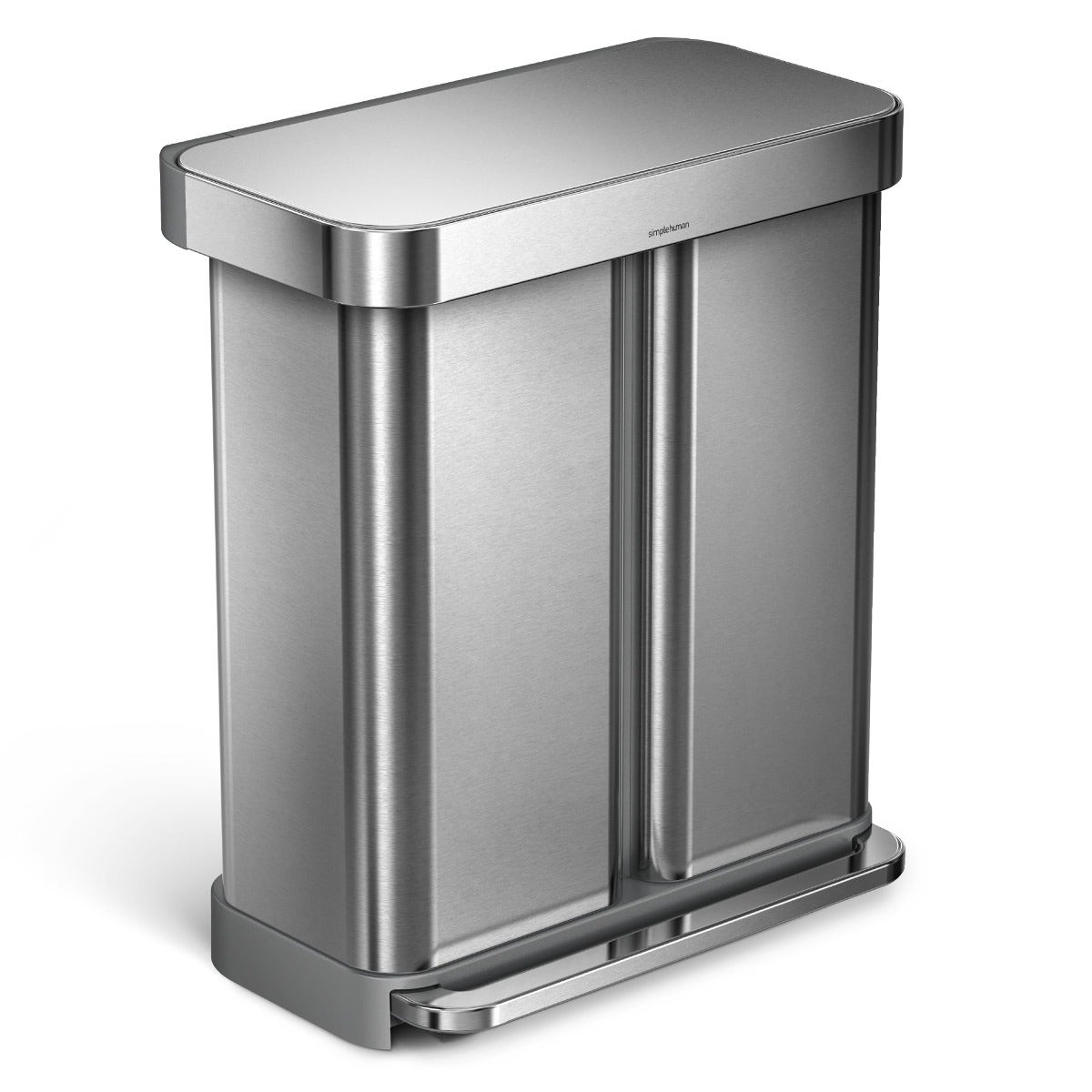 Simplehuman Rectangular Liner Pocket pedaalemmer 24+34 liter zilver