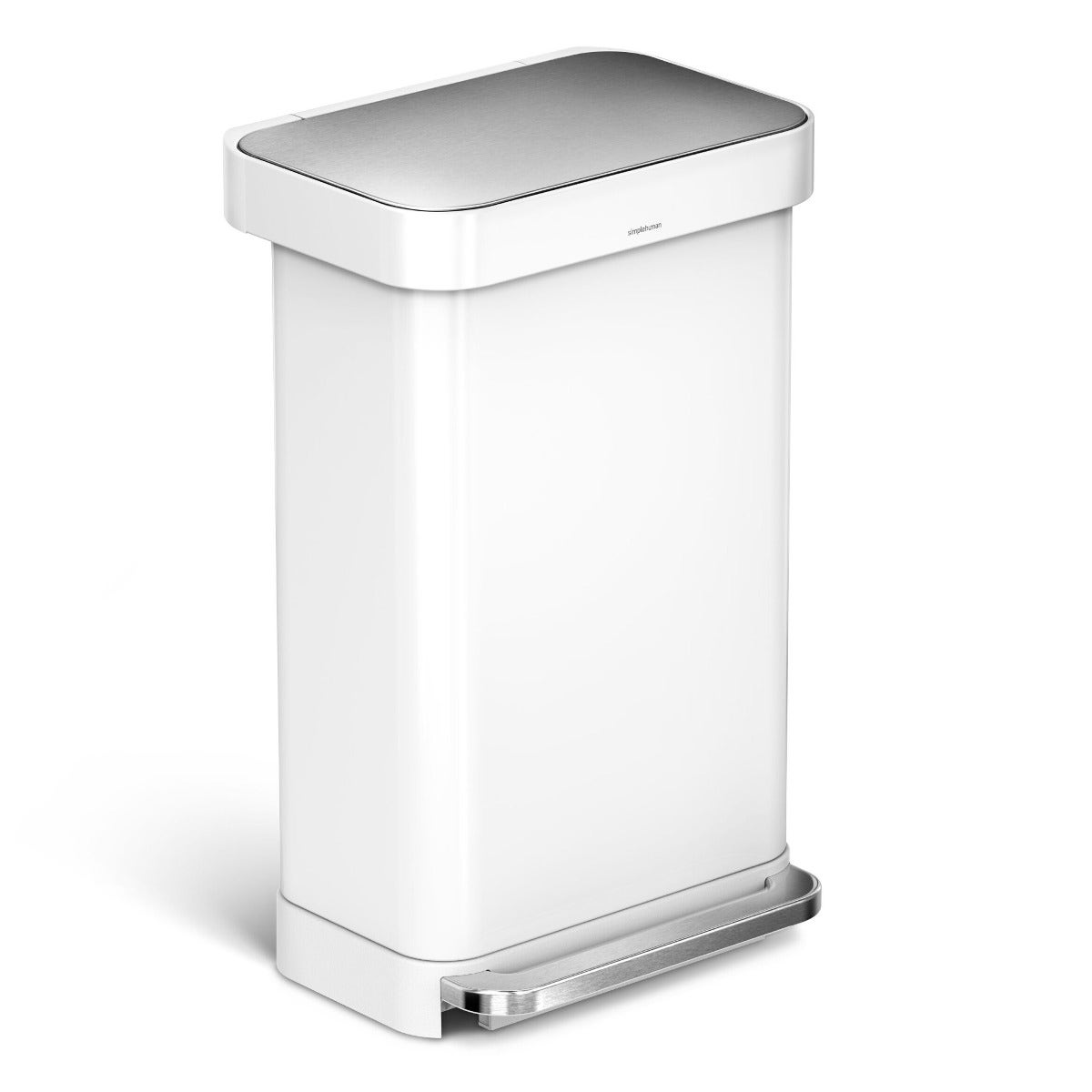Simplehuman pedaalemmer 45 liter wit - Rechthoekig model