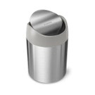 Simplehuman tafelafvalemmer 1,5 liter mat RVS - grijze rand - Mini Can - Tuimeldeksel