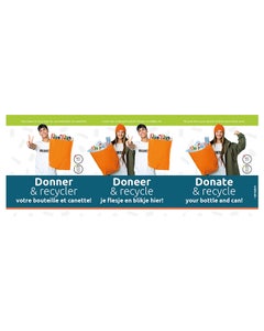 Wikkel voor CANman 145 liter Doneer & Recycle meisje en jongen drietalig