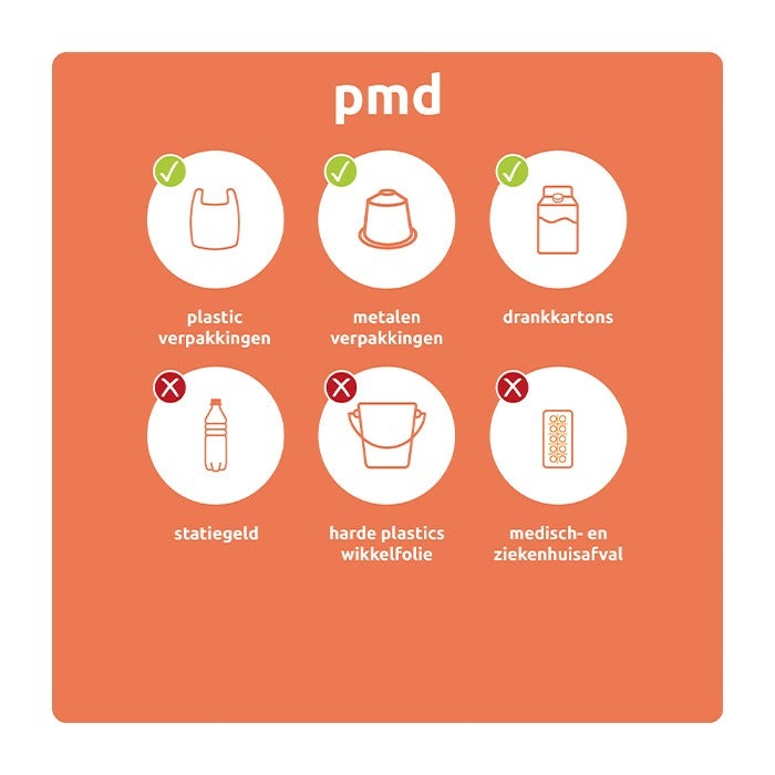 Sticker 345x345mm PMD oranje (NL)