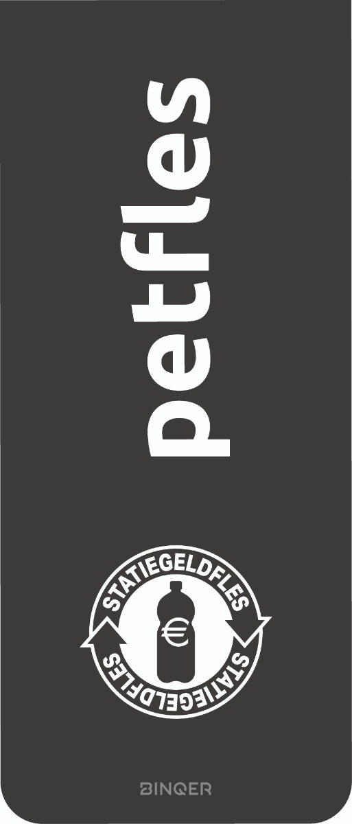 Sticker 65x160 mm petfles zwart - statiegeld logo