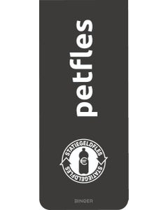 Sticker 65x160 mm petfles zwart - statiegeld logo