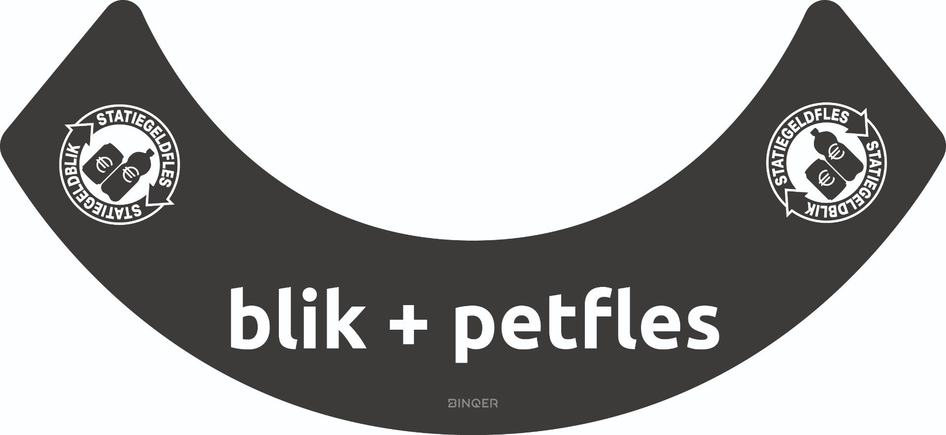 Sticker UBin halfrond blik + petfles zwart