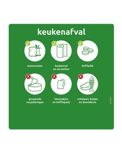 Sticker 345x345mm keukenafval groen (BE)