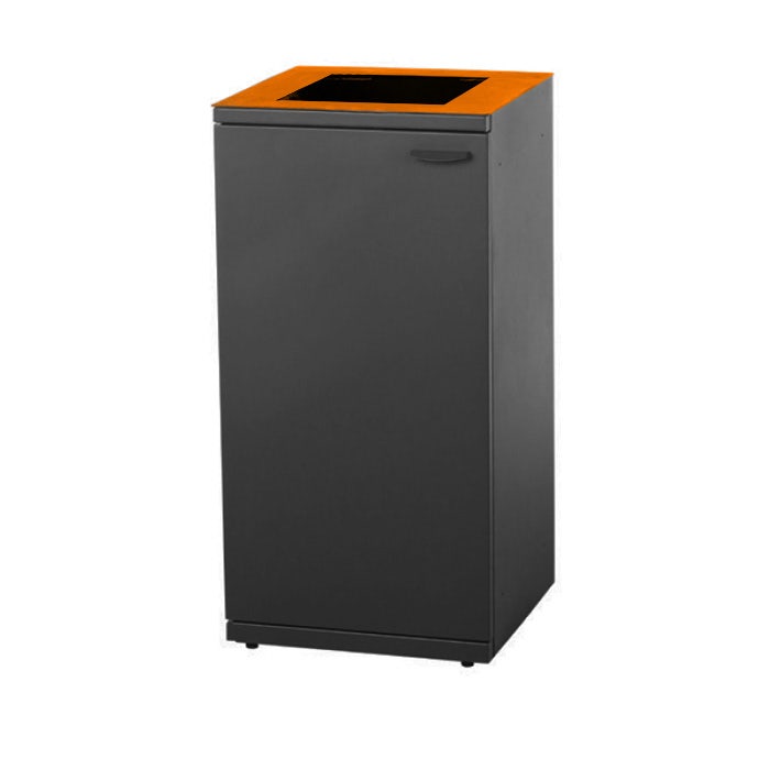 Afvalbak Paxa Erasmus XL 120 liter antraciet - open inworp oranje