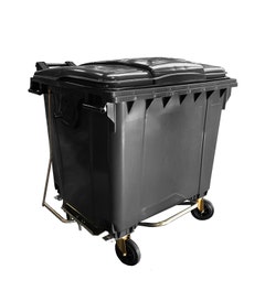 Afvalcontainer 1100 liter grijs met voetbediening