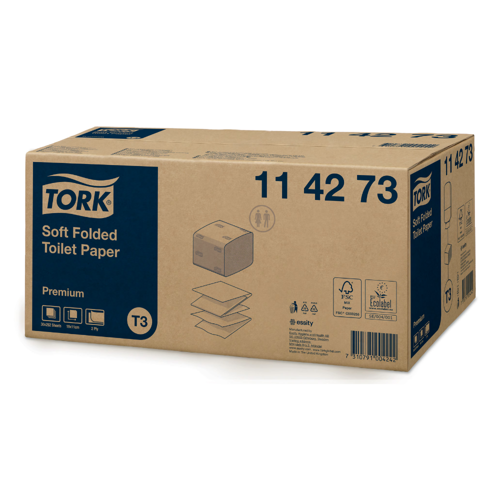 Tork T3 Toiletpapier zacht gevouwen 2-laags premium - pak 30 rollen - 114273