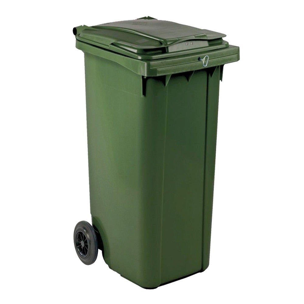 Afvalcontainer 140 liter groen/groen met driekantslot