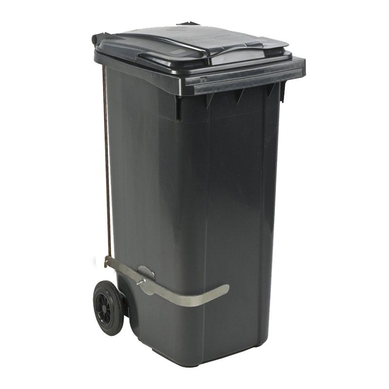 Afvalcontainer 140 liter grijs met voetbediening