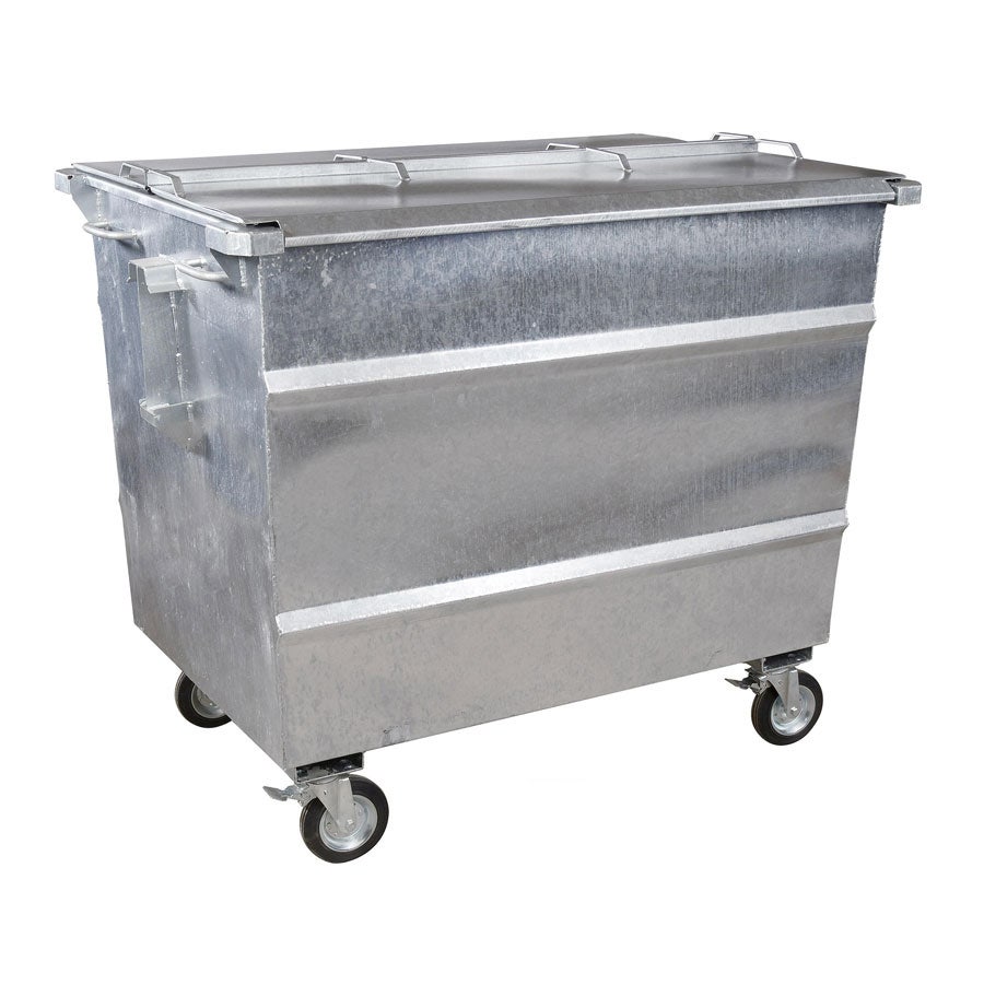 Afvalcontainer 1600 liter staal vlak deksel - Geesink opname