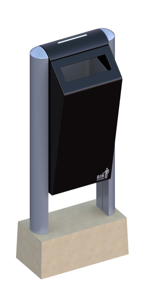 Aluminium staander Single BIN/Double BIN H1100mm op betonvoet