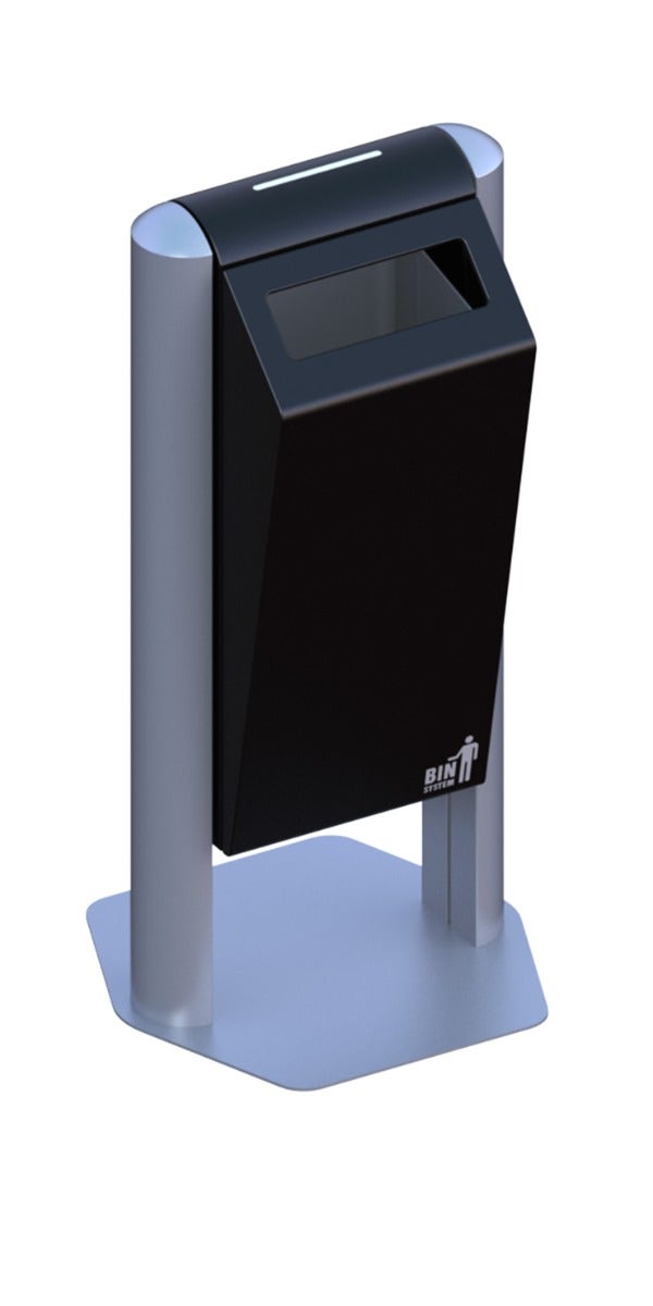 Aluminium staander Single BIN/Double BIN H1110mm met voetplaat