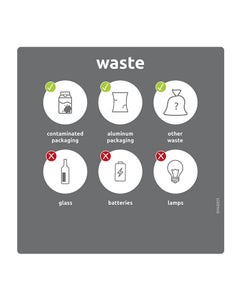 Sticker 290x290mm waste grey (EN)