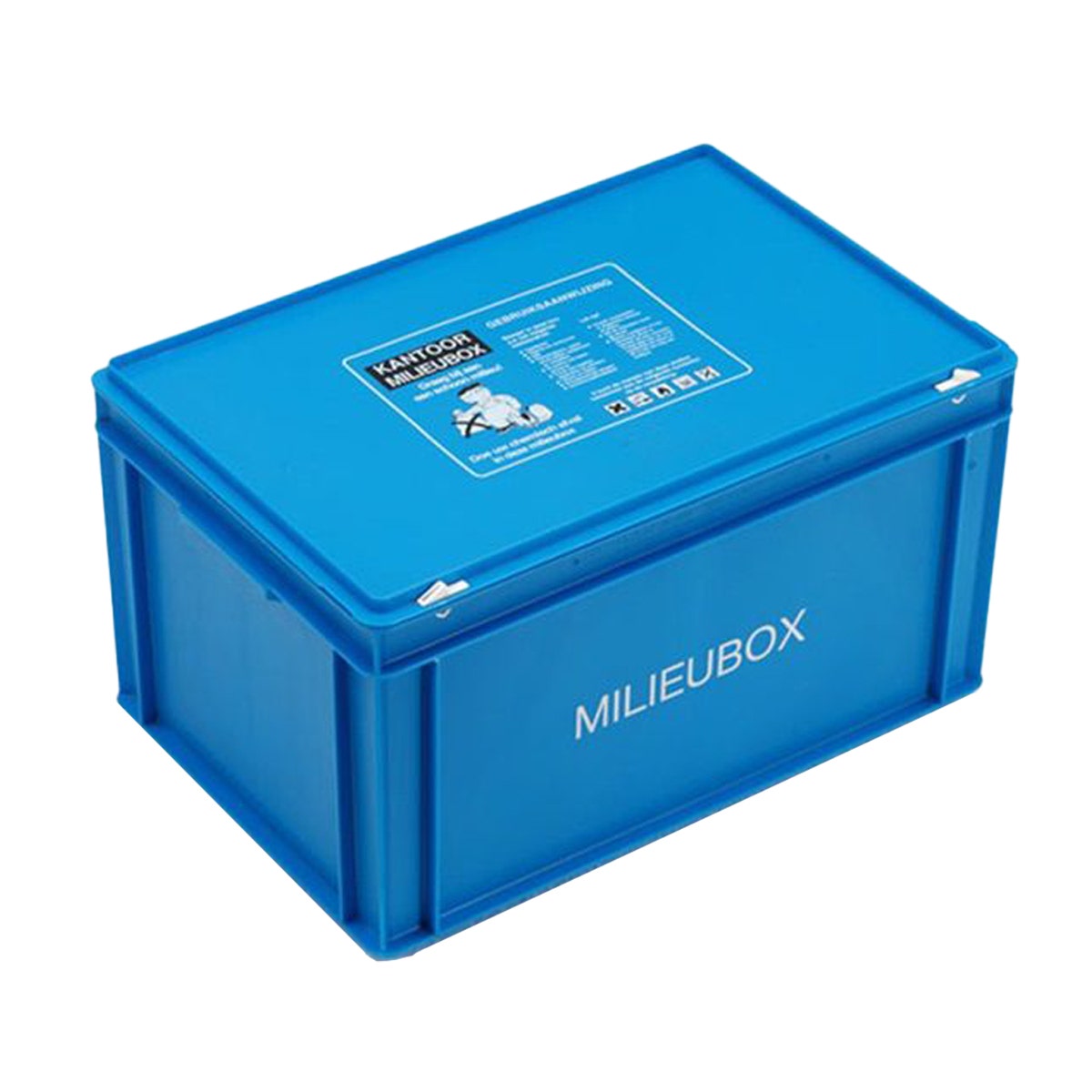 Kantoor milieubox 60 liter blauw met opdruk