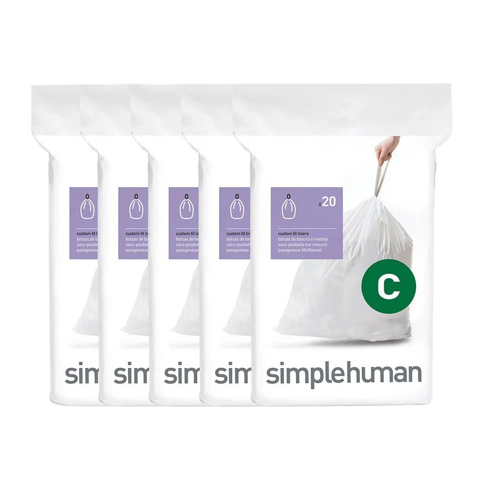 Simplehuman afvalzakken code C wit - 10-12 liter - 100 stuks