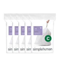 Simplehuman afvalzakken code C wit - 10-12 liter - 100 stuks