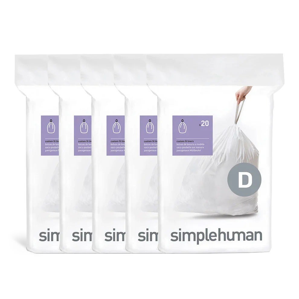 Simplehuman afvalzakken code D wit - 20 liter - 100 stuks