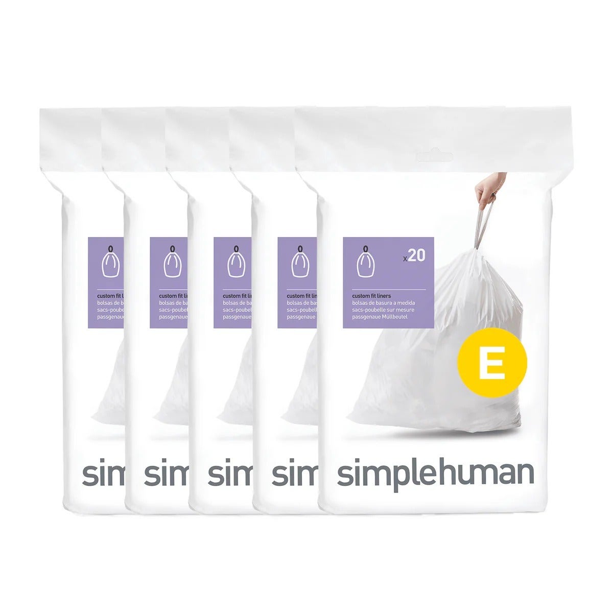 Simplehuman afvalzakken code E wit - 20 liter - Pak 100 stuks