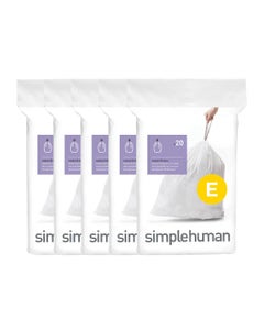 Simplehuman afvalzakken code E wit - 20 liter - Pak 100 stuks