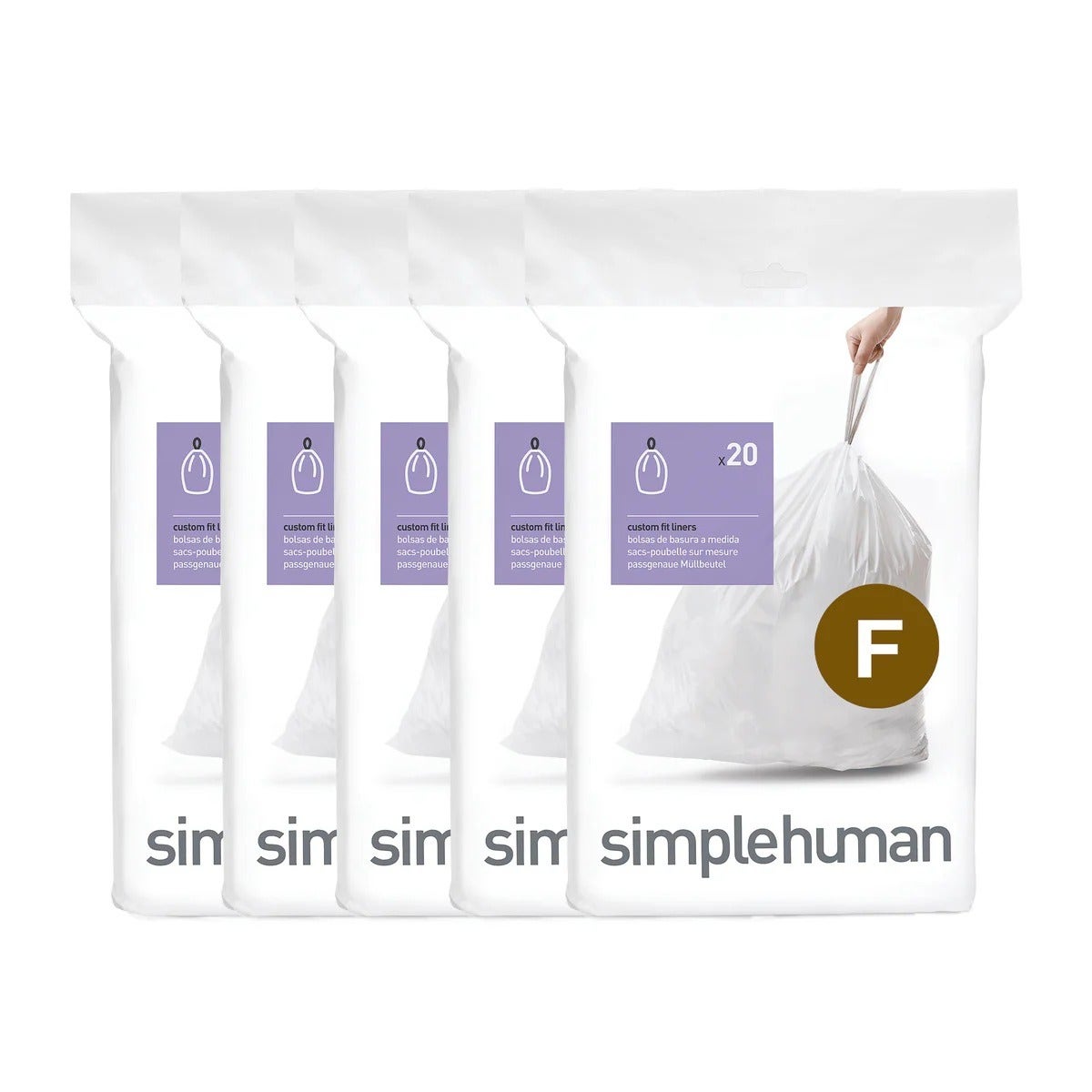 Simplehuman afvalzakken code F wit - 25-30 liter - 100 stuks