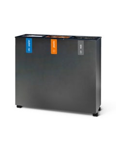 Switch afvalbak 3x60 liter antraciet met stalen deksel voorzien van stickers papier-plastic-rest