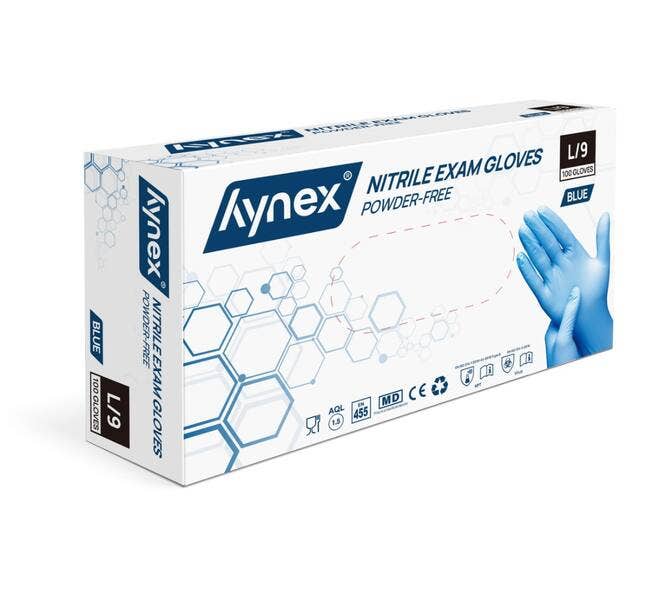 Hynex nitril handschoen blauw ongepoederd - Maat L - Doos 100 st
