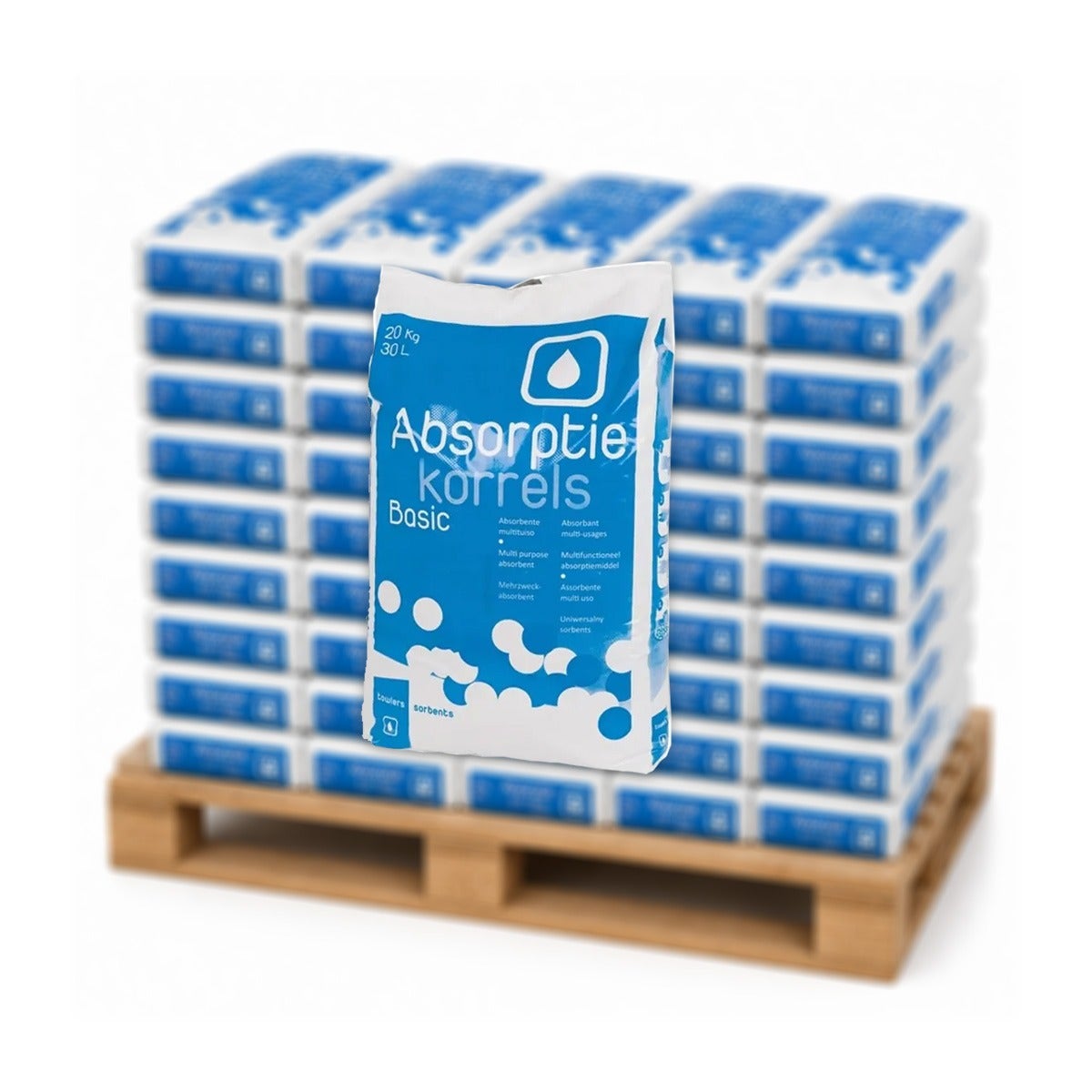 Pallet Absorptiekorrels Towlers Basic 20 kg - vloerkorrels - middelgrof - 60 zakken 