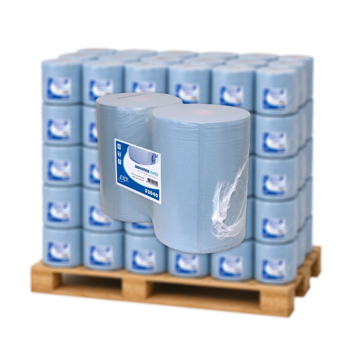 Pallet industriepapier 2-laags Recycled blauw 37cm x 400 meter  - 36 dozen