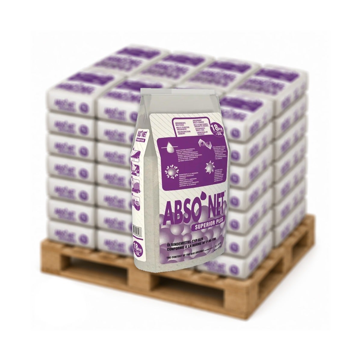 Pallet Absorptiekorrels Absonet Superior Plus 18 kg - vloerkorrels - harde korrels - 55 zakken