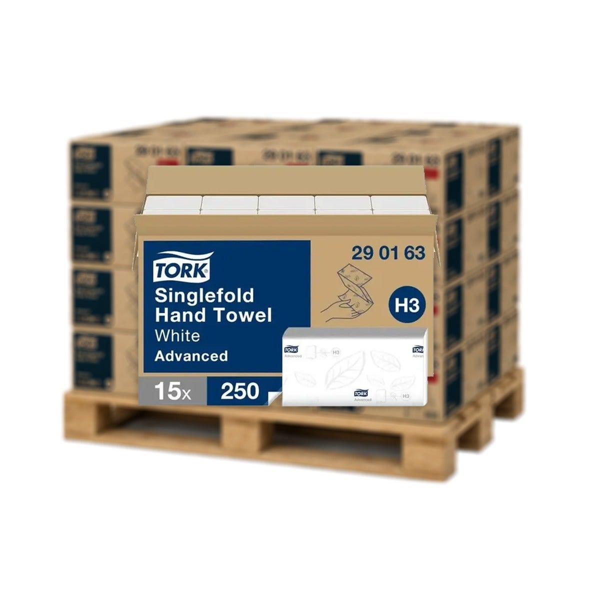 Pallet Tork H3 handdoekpapier Advanced groot V-vouw 2-laags - 32 dozen