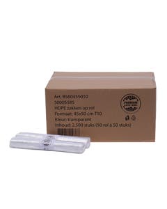 Afvalzakken 45x50 cm T10 transparant HDPE