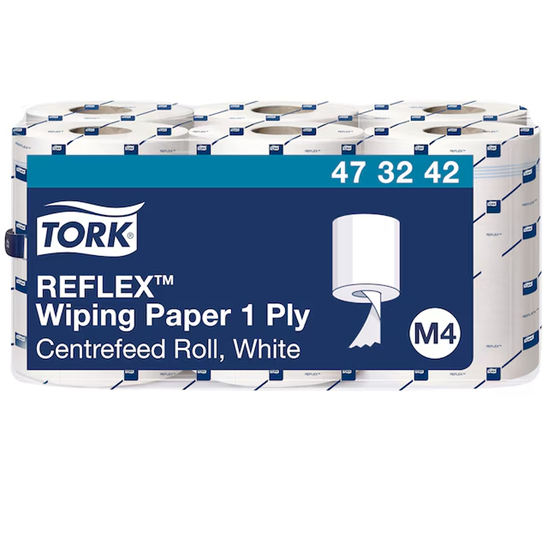 Tork M4 poetspapier Reflex Advanced 1-laags 299,95 meter - Pak 6 rollen - 473242
