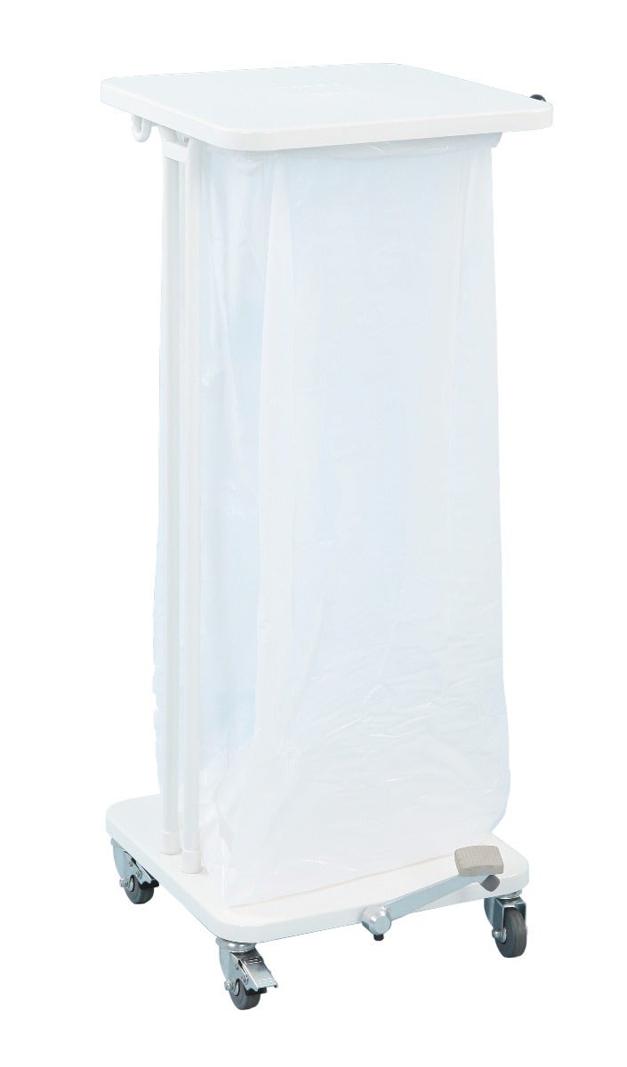 Saekko Boy verrijdbare afvalzakhouder 60 liter wit met deksel en voetpedaal