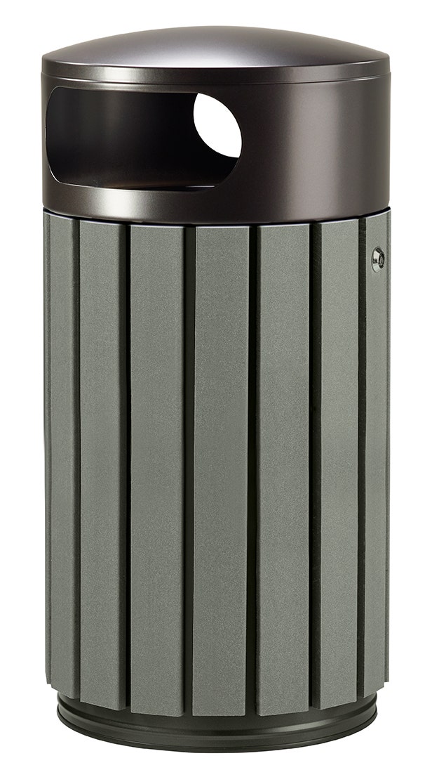 Buitenafvalbak staal met kunststof latten