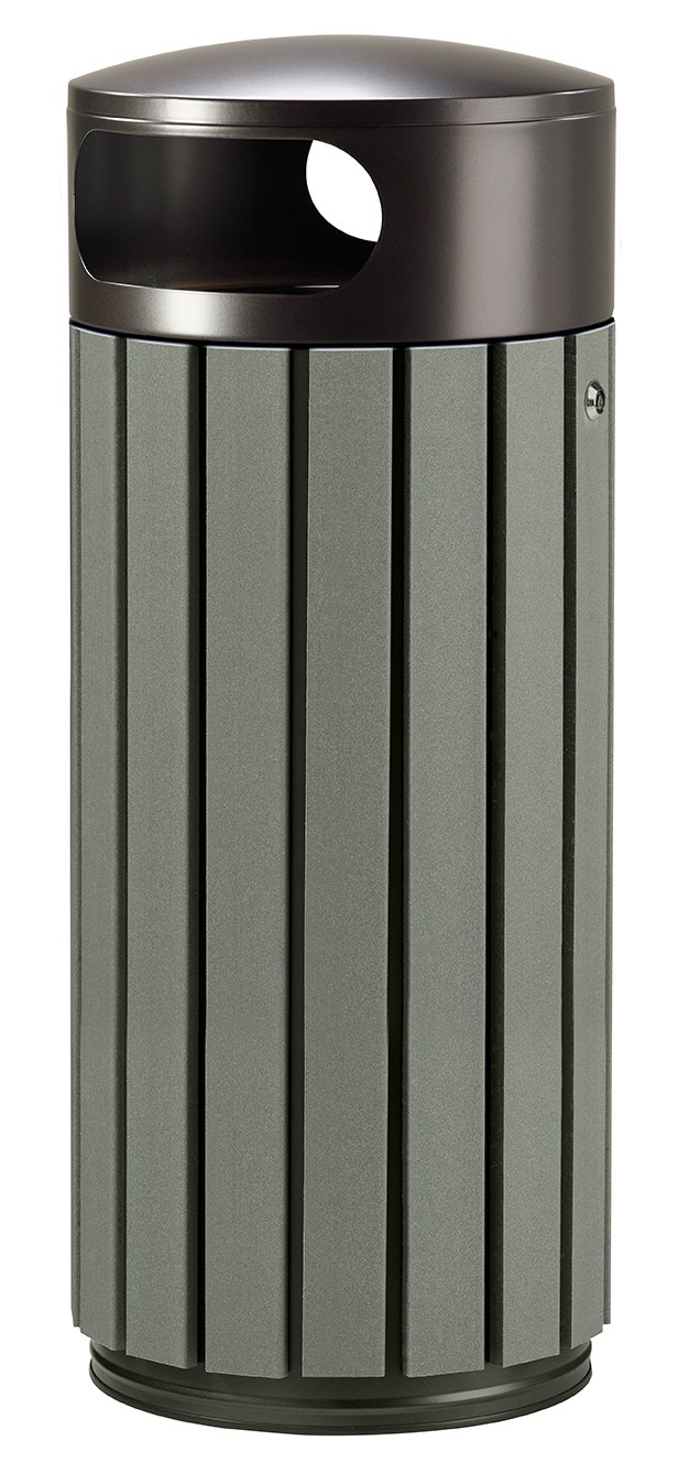 Stalen buitenafvalbak met kunststof latten 60 liter