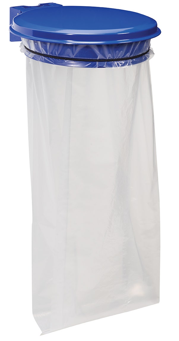 Wandafvalzakhouder 110 liter blauws met deksel