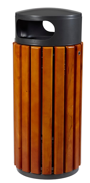 Houten buitenafvalbak met echte houten latten 60 liter