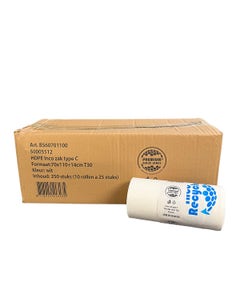 Incontinentie afvalzakken 70x110+14cm T25 HDPE Knowaste Type C wit - 250 stuks