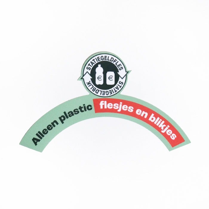 Sticker statiegeldflesjes en -blikjes voor PETman