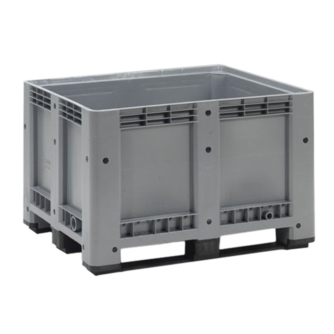 Palletbox 610 liter grijs met 3 sledes | Kunststof palletbak