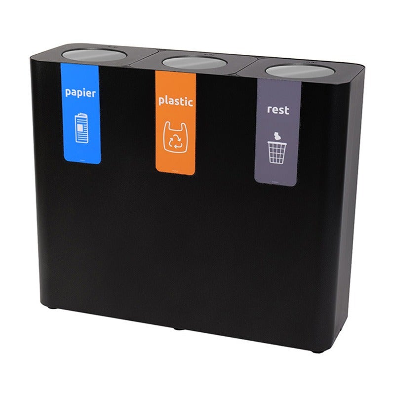 Afvalbak Pure 3x100 liter zwart met swingdeksel