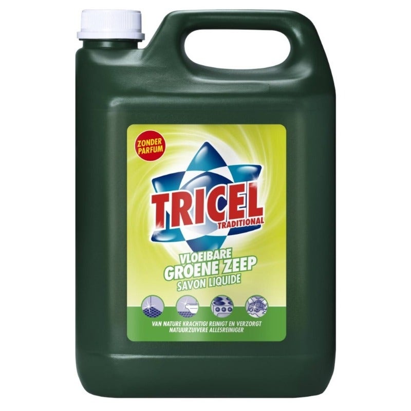 TRICEL vloeibare groene zeep zonder parfum 5 liter