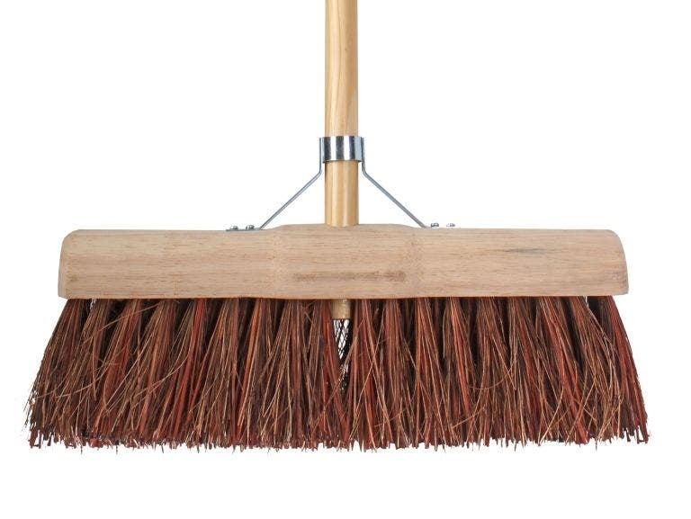 Gemeente bezem 45 cm met steel - Bruine haren